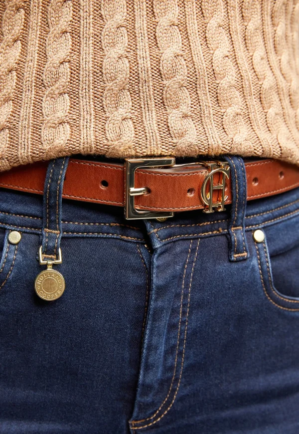 Fashion HC Slim Logo Belt - Tan Women Belts | Belts