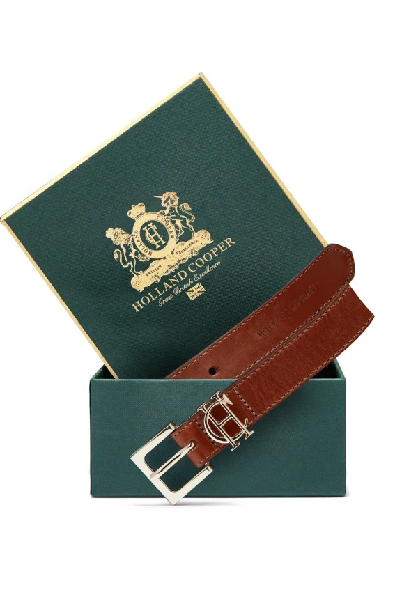 Fashion HC Slim Logo Belt - Tan Women Belts | Belts