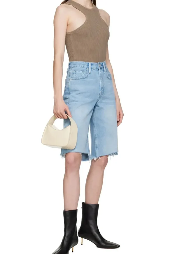 Clearance High Rise Wide Leg Bermuda - Zona Women Shorts | Denim