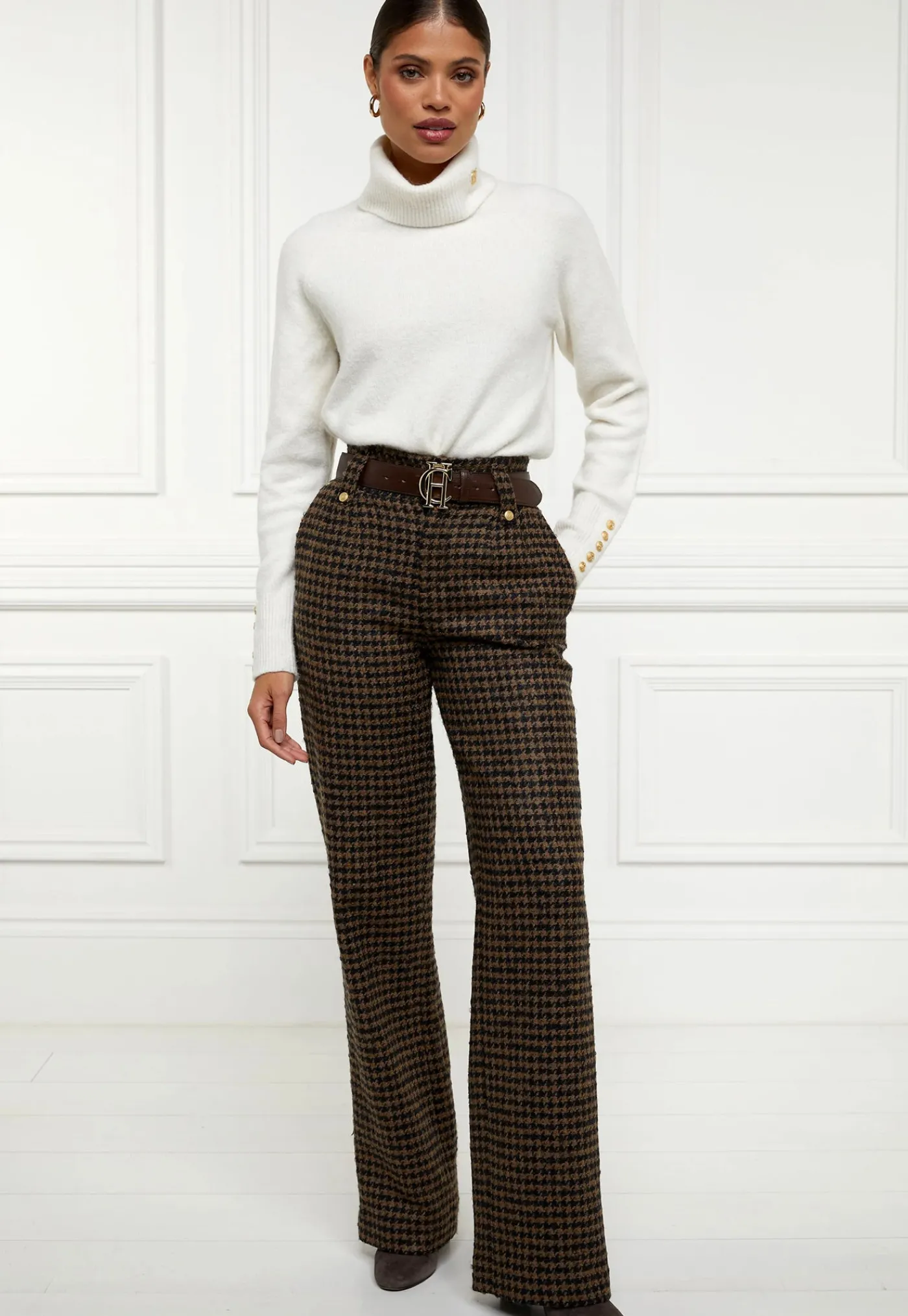 high_waisted_straight_tro_4-2.webp Discount High Waisted Straight Trouser - Chocolate Houndstooth Women Pants