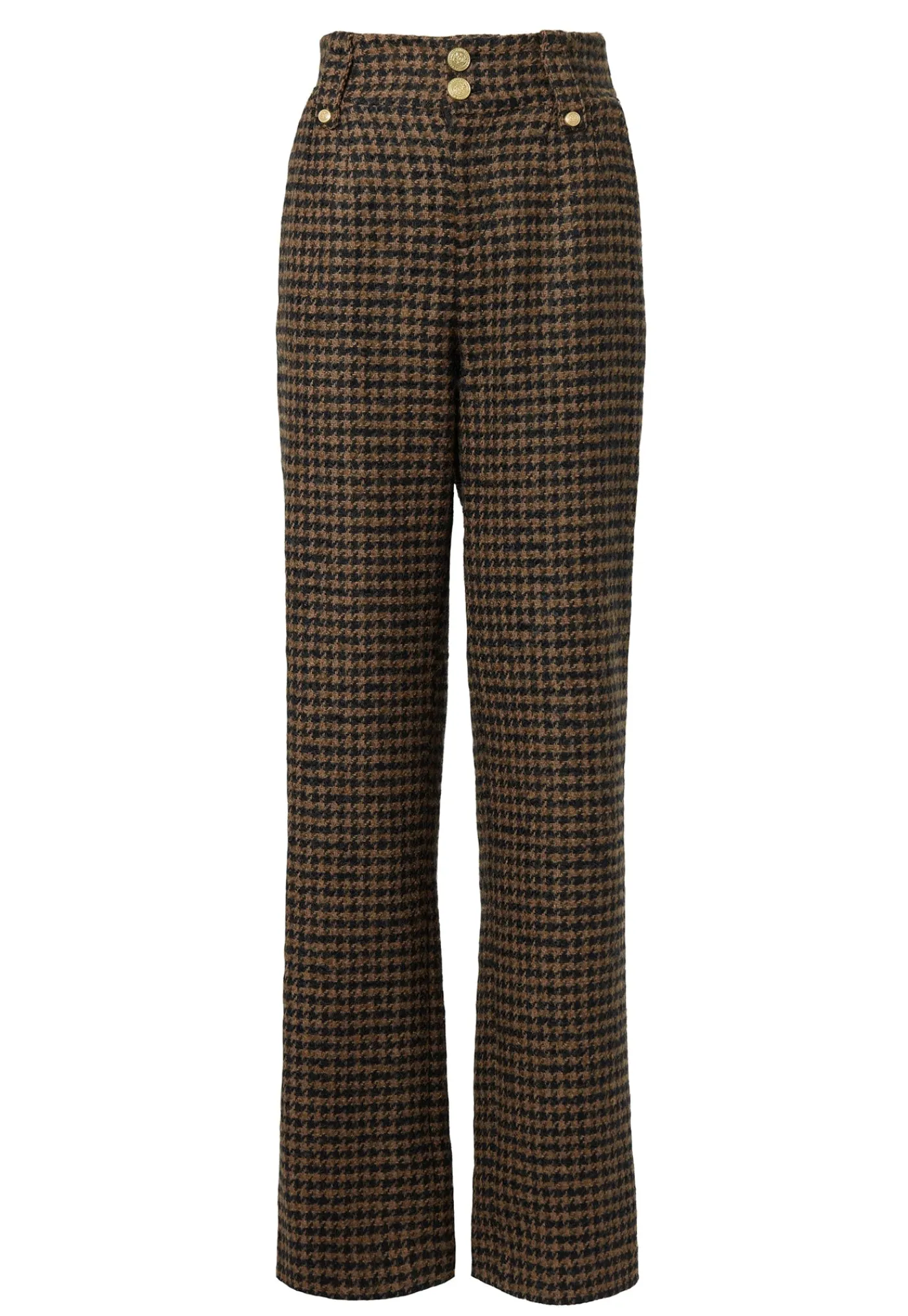 high_waisted_straight_tro_6-1.webp Discount High Waisted Straight Trouser - Chocolate Houndstooth Women Pants