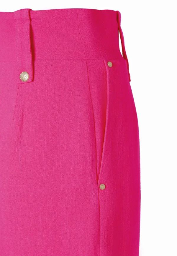 Best High Waisted Straight Trouser Linen - Hot Pink Women Pants