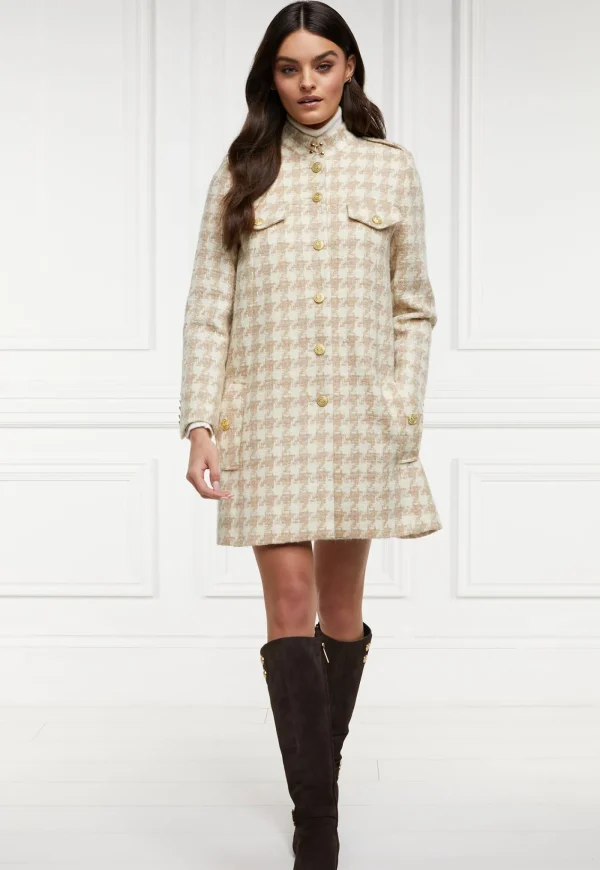 New Highbury Cape Coat - Camel Houndstooth Women Coats