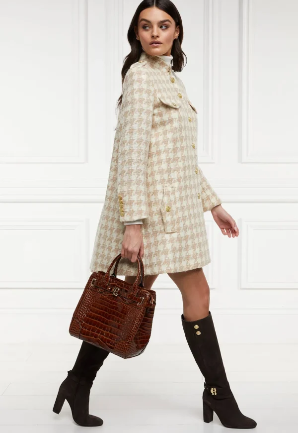 New Highbury Cape Coat - Camel Houndstooth Women Coats