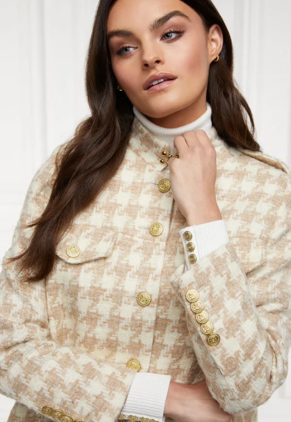 New Highbury Cape Coat - Camel Houndstooth Women Coats
