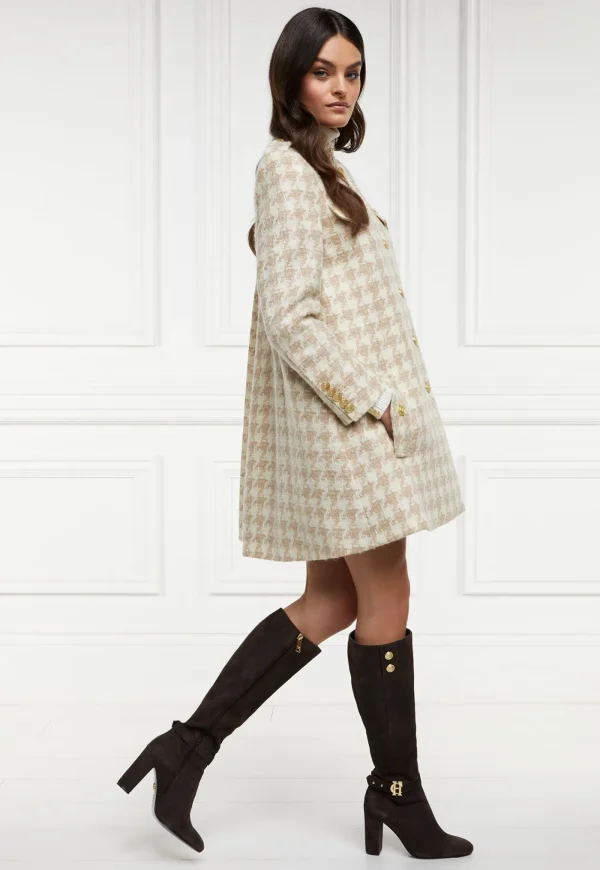 New Highbury Cape Coat - Camel Houndstooth Women Coats