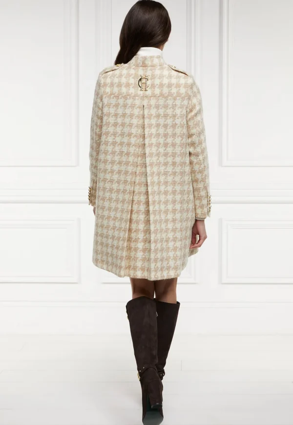 New Highbury Cape Coat - Camel Houndstooth Women Coats