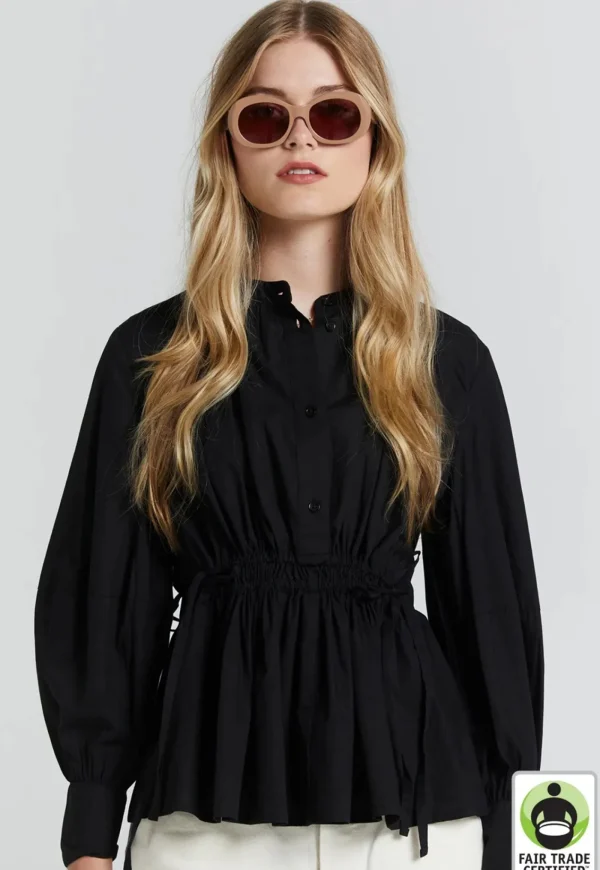 Fashion Hiruma Organic Cotton Top - Black Women Tops & Tees