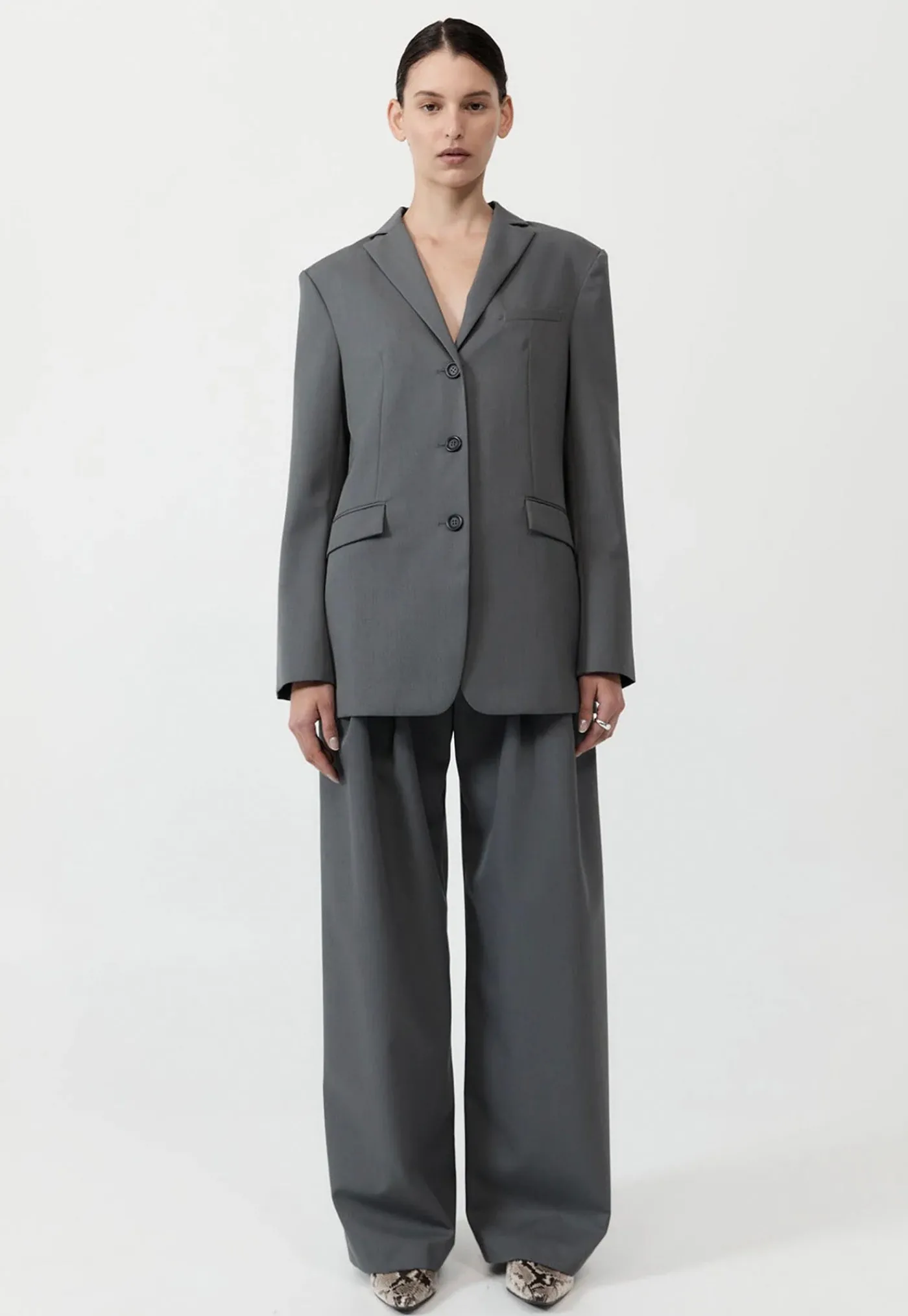 homme_belted_blazer__pewt_1.webp Best Homme Belted Blazer - Pewter Grey Women Blazers & Jackets