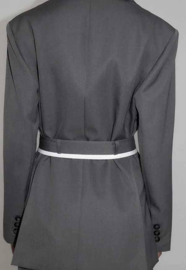 Best Homme Belted Blazer - Pewter Grey Women Blazers & Jackets