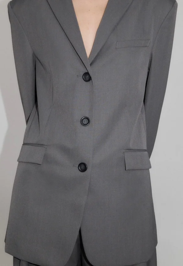 Best Homme Belted Blazer - Pewter Grey Women Blazers & Jackets