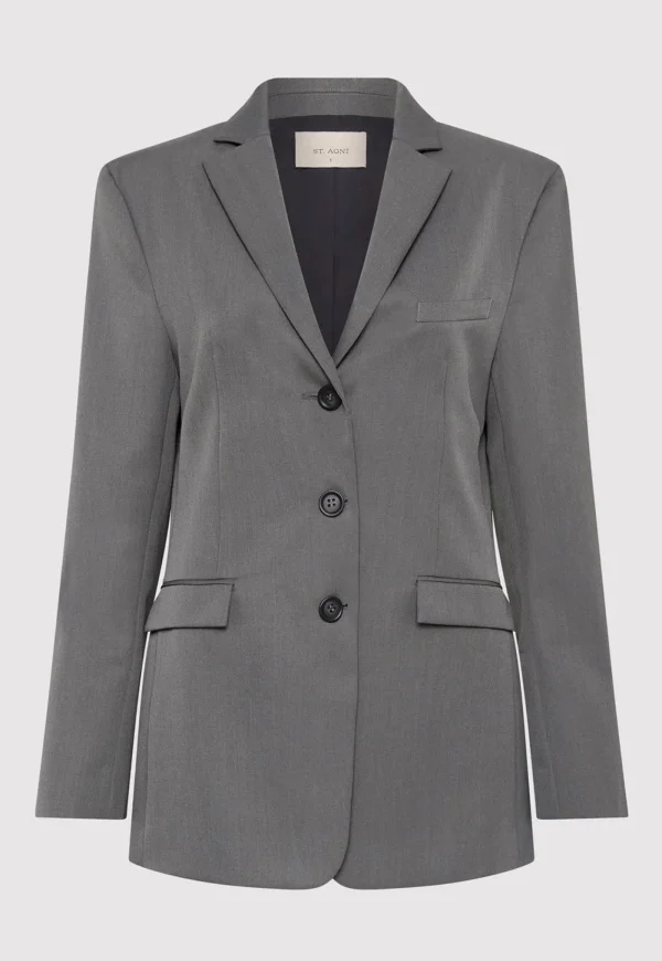 Best Homme Belted Blazer - Pewter Grey Women Blazers & Jackets