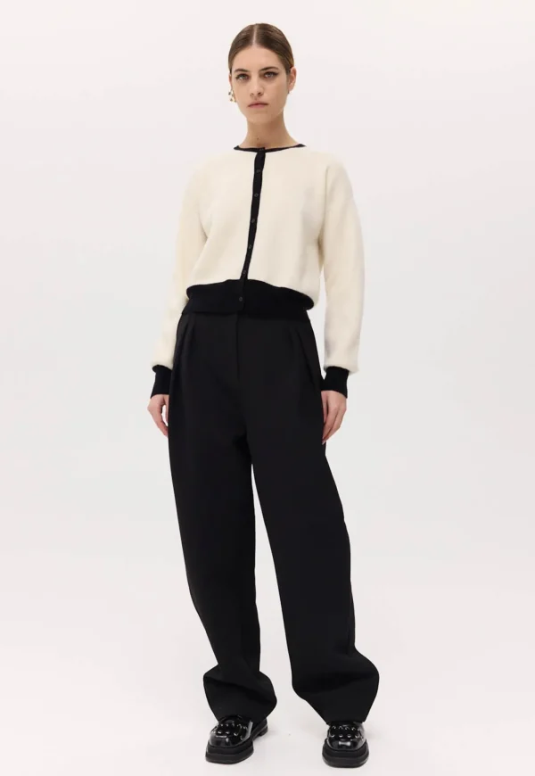 Online Hoppen Cardigan - Cream & Black Women Knitwear