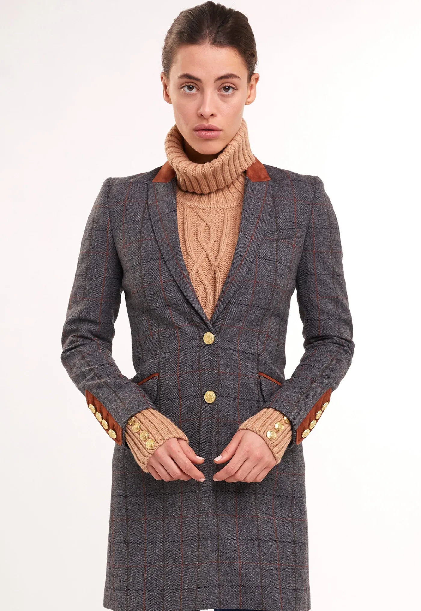 kempton_coat__mid_blue_ch_1.webp Online Kempton Coat - Mid Blue Check Women Coats