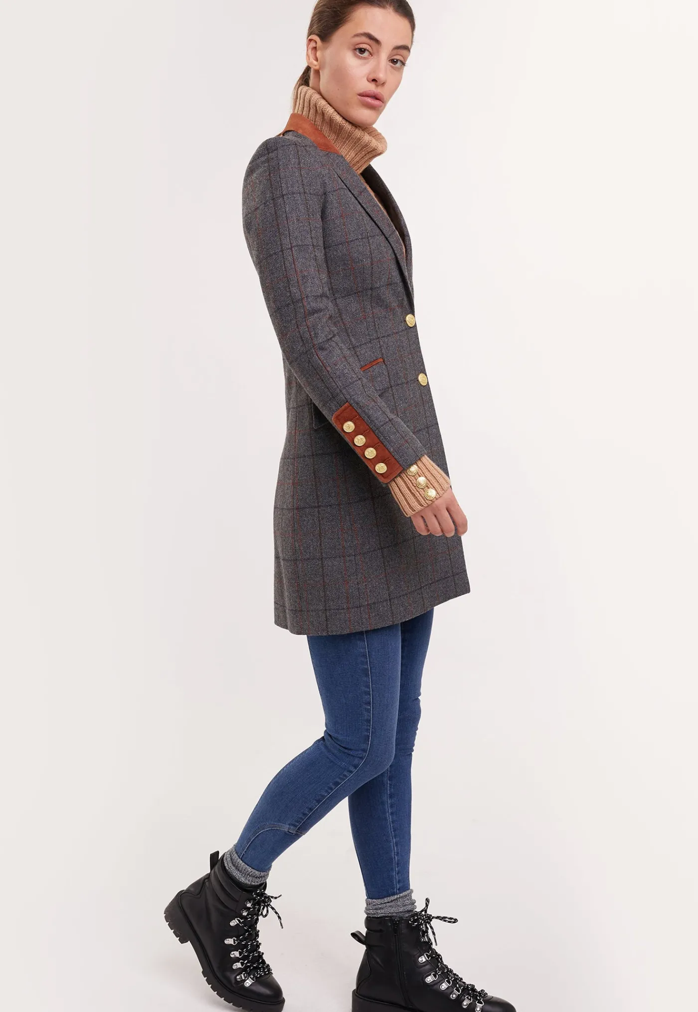 kempton_coat__mid_blue_ch_3.webp Online Kempton Coat - Mid Blue Check Women Coats