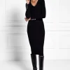 Online Kensington Vee Neck Midi Dress - Black Women Dresses