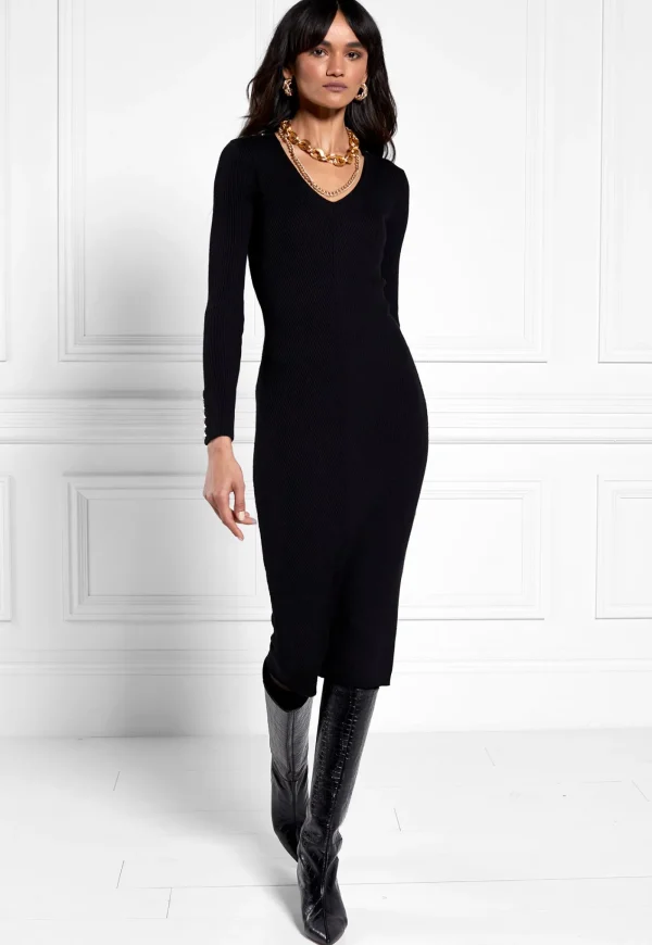 Online Kensington Vee Neck Midi Dress - Black Women Dresses