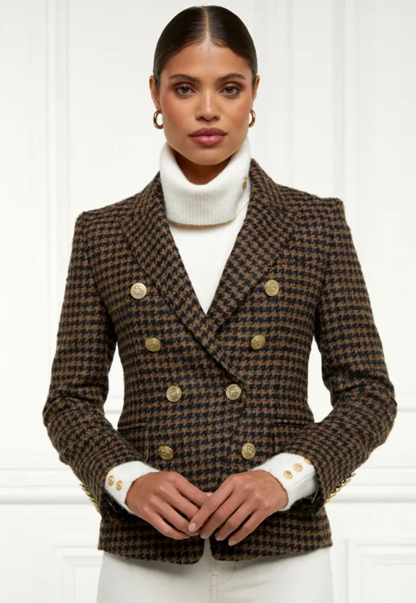 Fashion Knightsbridge Blazer - Chocolate Houndstooth Women Blazers & Jackets