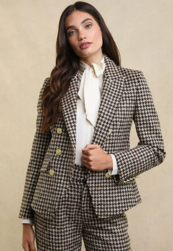 Discount Knightsbridge Blazer - Coffee Houndstooth Women Blazers & Jackets