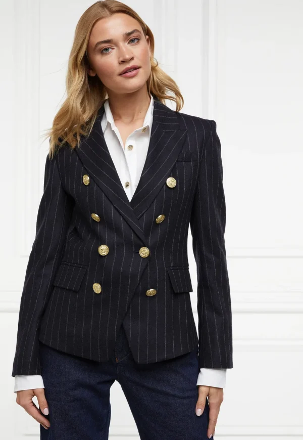 Fashion Knightsbridge Blazer - Navy Chalk Pinstripe Women Blazers & Jackets