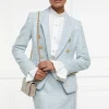 Fashion Knightsbridge Blazer - Sky Blue Boucle Women Blazers & Jackets
