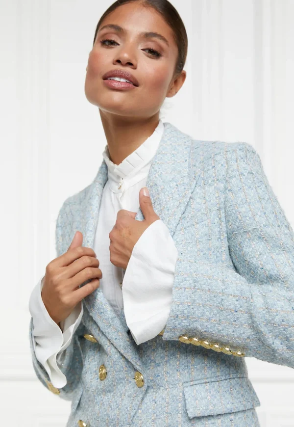 Fashion Knightsbridge Blazer - Sky Blue Boucle Women Blazers & Jackets