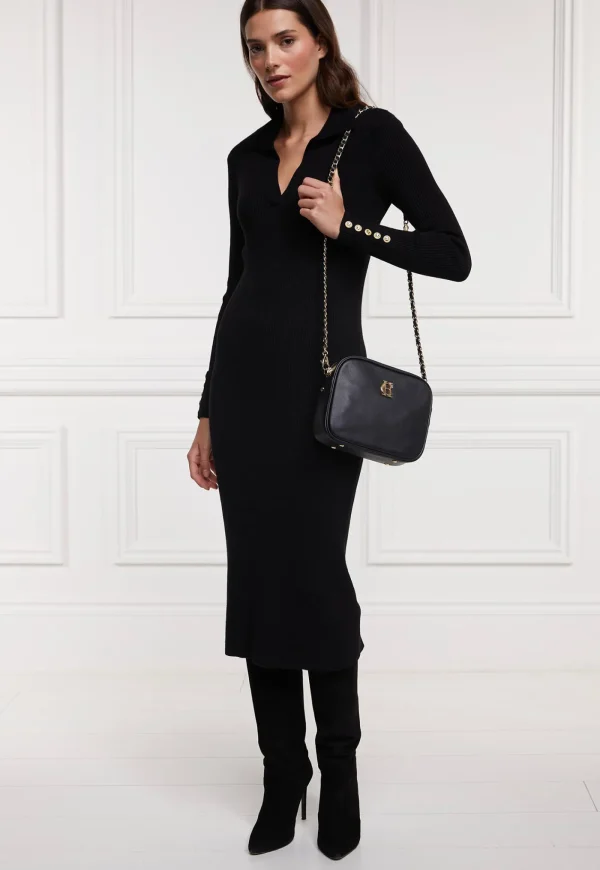 Hot Knitted Shirt Dress - Black Women Dresses
