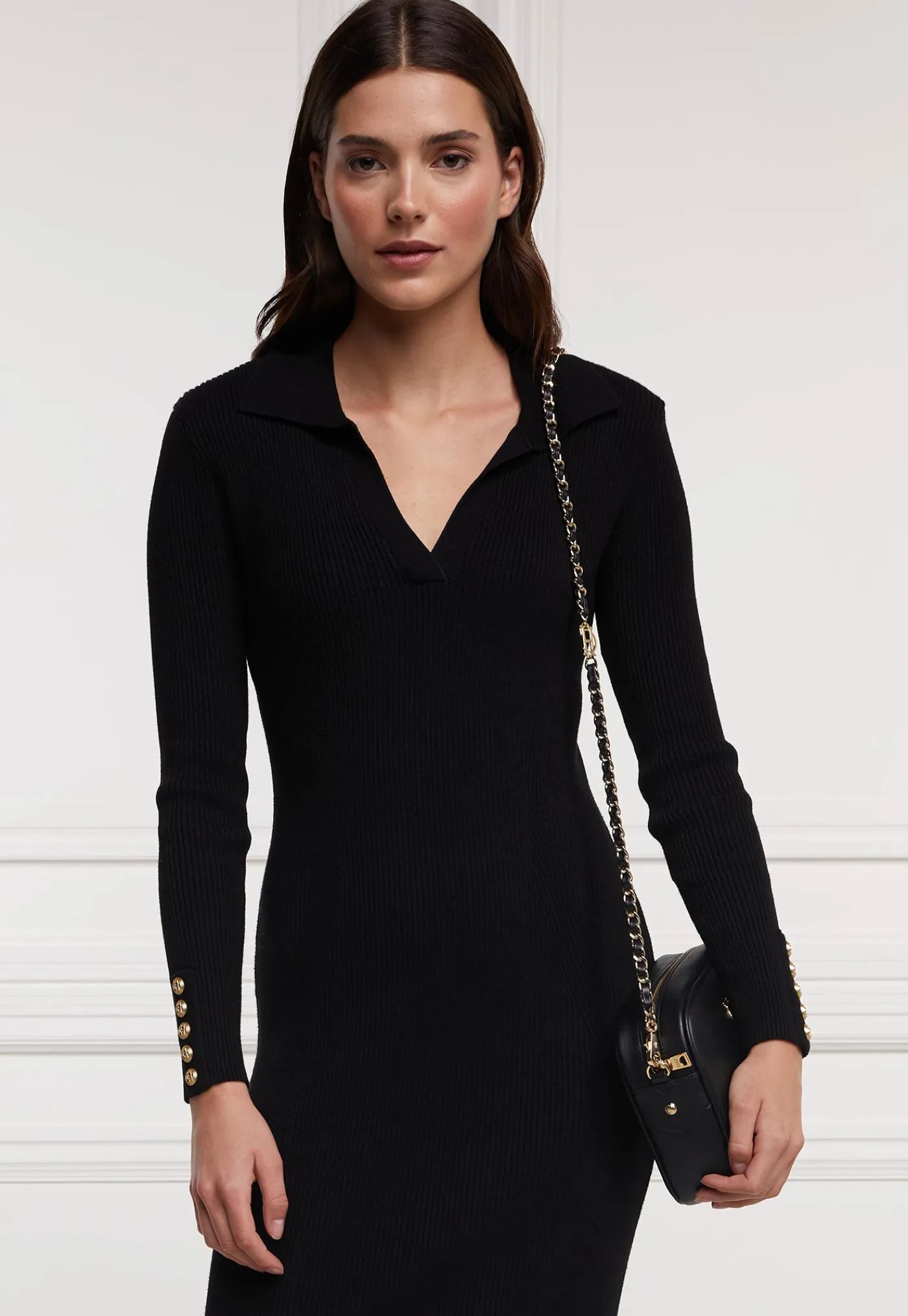knitted_shirt_dress__blac_3.webp Hot Knitted Shirt Dress - Black Women Dresses