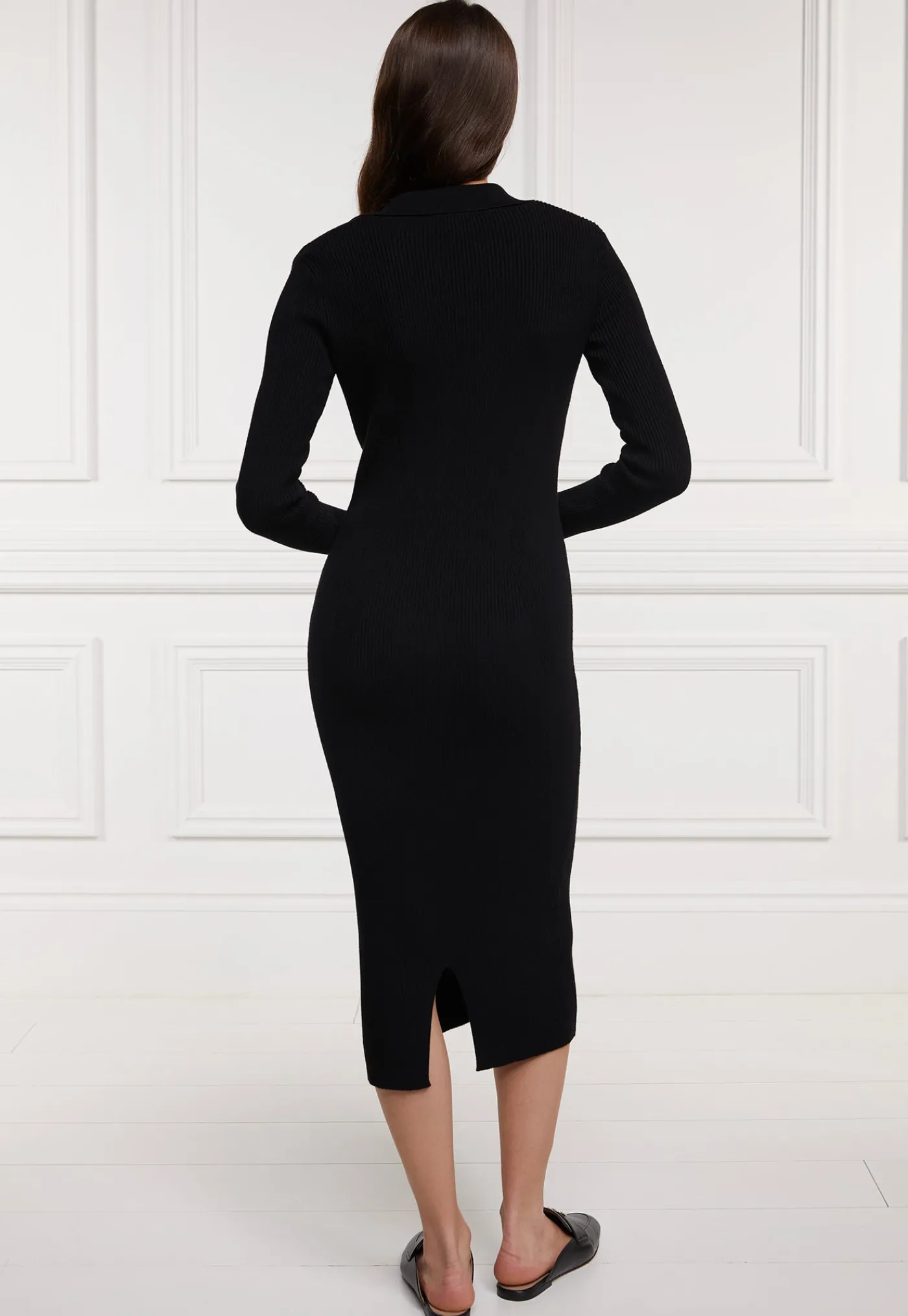 knitted_shirt_dress__blac_5.webp Hot Knitted Shirt Dress - Black Women Dresses