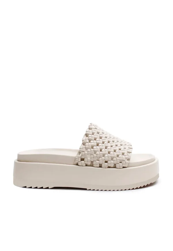 New Knotted Platform Slide - Milk Women Footwear | Slides & Sandals