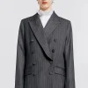 Hot Kyoto Double Breasted Jacket - Charcoal Pinstripe Women Blazers & Jackets