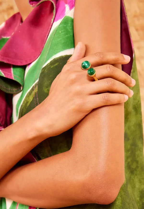 Outlet Lali Double Stone Ring - Malachite Women Jewellery | Jewellery