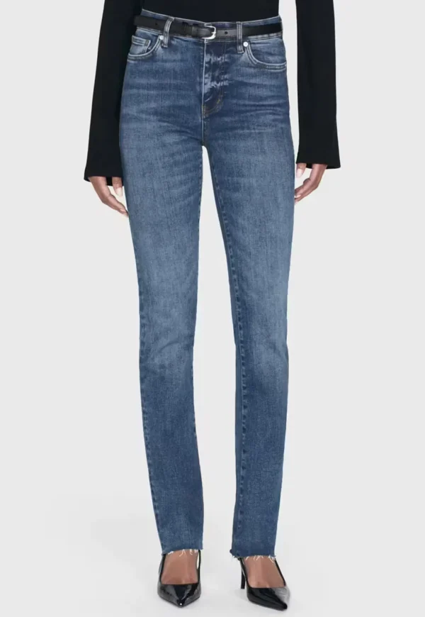 Clearance Le High Straight Long Raw Fray - Mermaid Women Denim