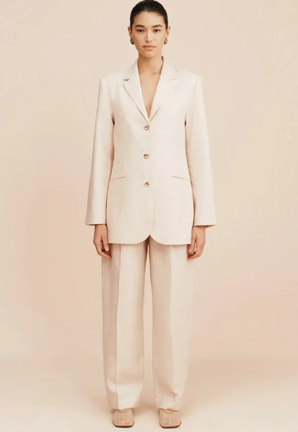 Best Leon Blazer - Beige Pinstripe Women Blazers & Jackets