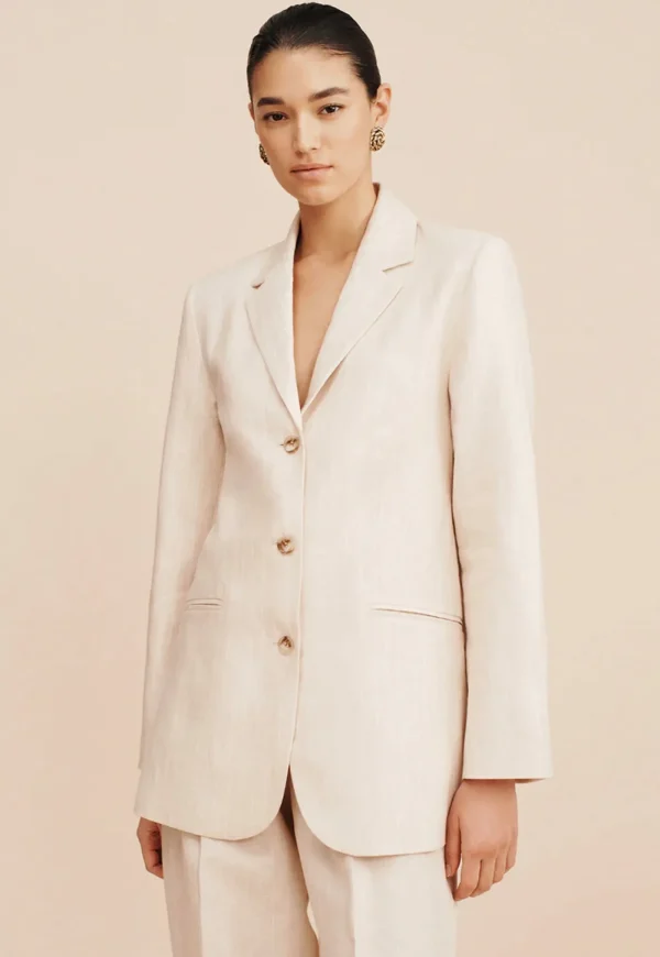 Best Leon Blazer - Beige Pinstripe Women Blazers & Jackets