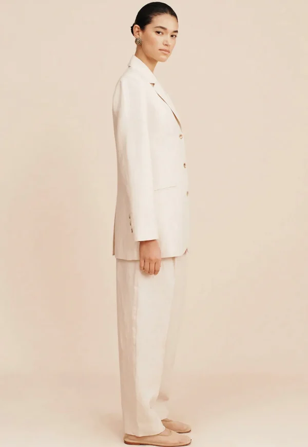 Best Leon Blazer - Beige Pinstripe Women Blazers & Jackets