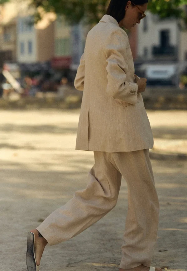 Best Leon Blazer - Beige Pinstripe Women Blazers & Jackets