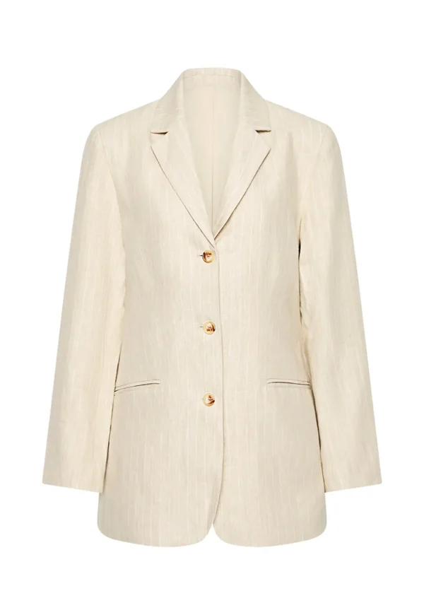Best Leon Blazer - Beige Pinstripe Women Blazers & Jackets