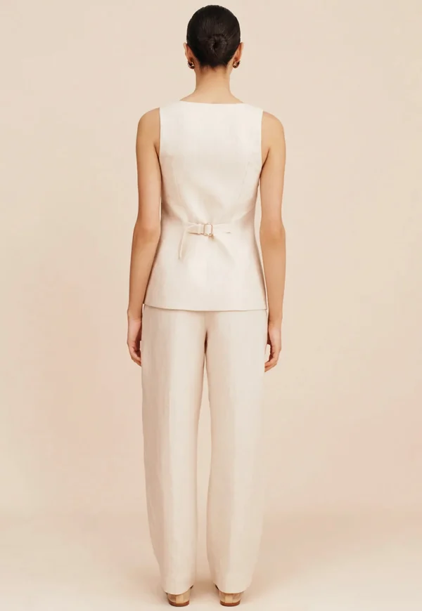 Clearance Lucille Gilet - Beige Pinstripe Women Tops & Tees