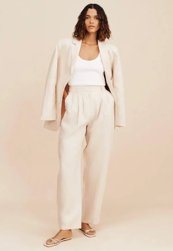 Best Lucille Trouser - Beige Pinstripe Women Pants