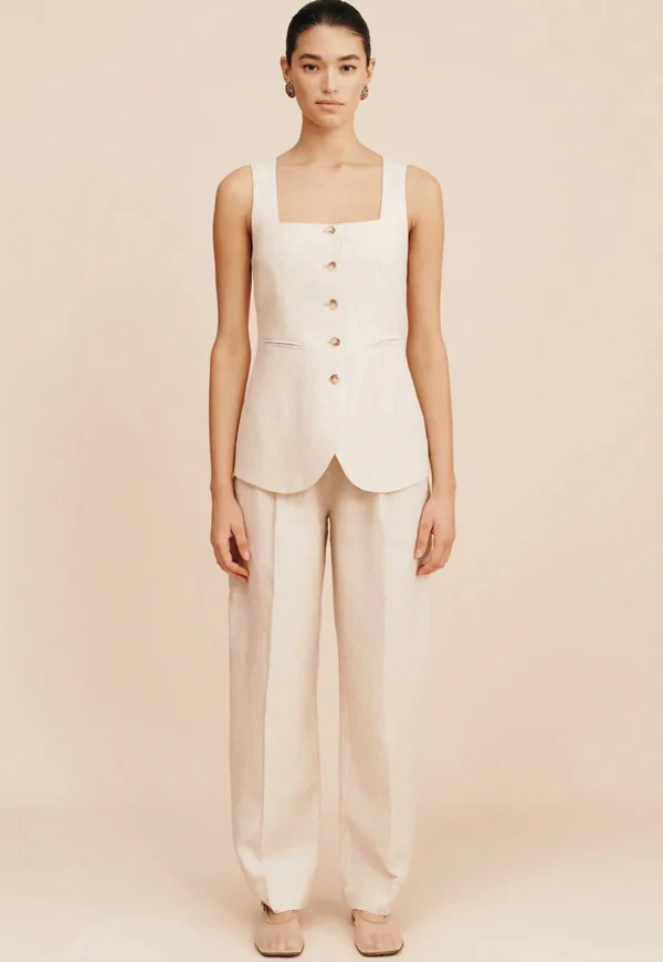 Best Lucille Trouser - Beige Pinstripe Women Pants