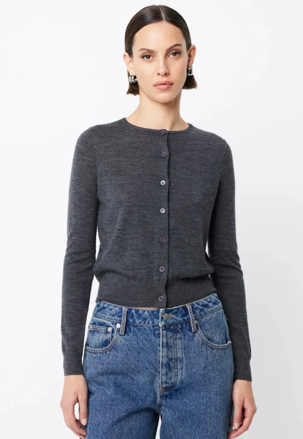 Best Maine Merino Cardigan - Charcoal Women Knitwear