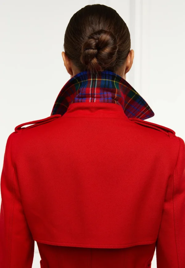 Clearance Marlborough Trench Coat Full Length - Red Barathea Women Coats