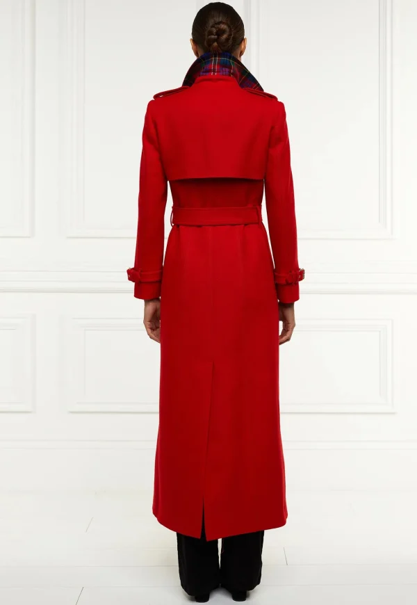 Clearance Marlborough Trench Coat Full Length - Red Barathea Women Coats
