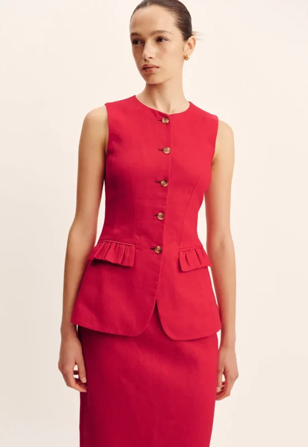 Outlet Matilda Gilet - Red Women Tops & Tees