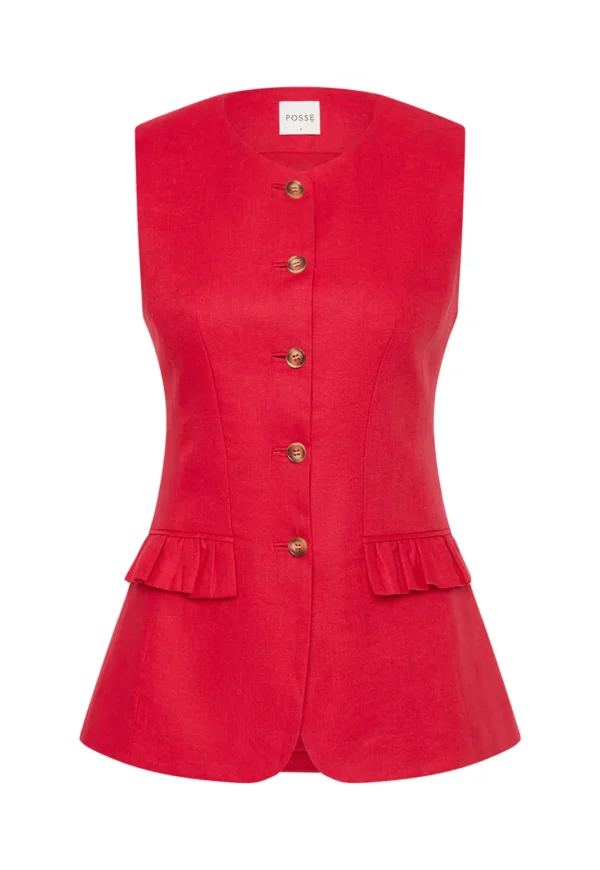 Outlet Matilda Gilet - Red Women Tops & Tees