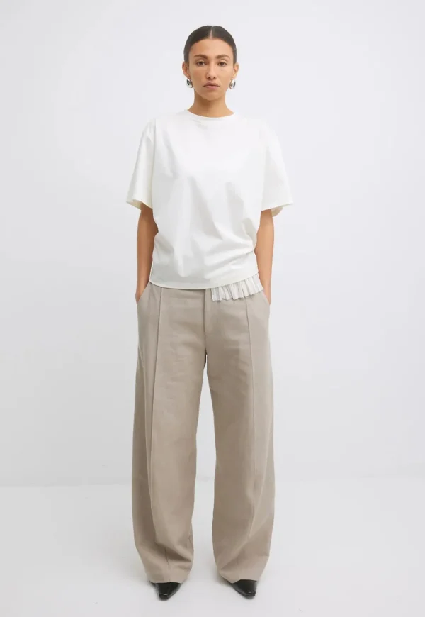 Online Mavis Tee - Stucco With Ruffle Trim Women Tops & Tees