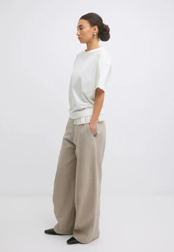 Online Mavis Tee - Stucco With Ruffle Trim Women Tops & Tees
