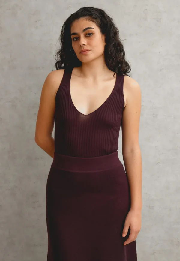 Discount Merino Rib V Neck Tank - Fig Women Tops & Tees | Knitwear