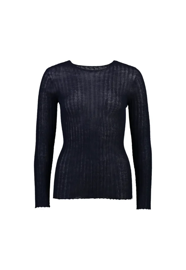 Online Merino Tulle Crew - Navy Women Tops & Tees | Knitwear